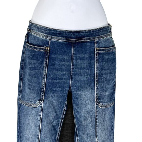 Pilcro & The Letterpress Womens 27 US 4 Flare Crop Jeans Side Zip Patch Pockets - Picture 3 of 16